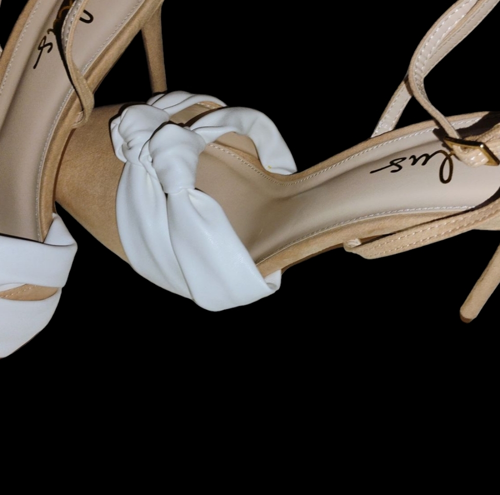 Lulus White and Taupe High Heels